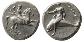 CALABRIA, Tarentum. Circa 281-272 BC. Silver Didrachm.