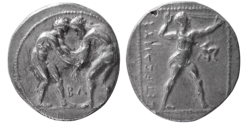PAMPHYLIA, Aspendos. ca. 380/75-330/25 BC. AR Stater (10.72 gm; 22 mm). Two wres...