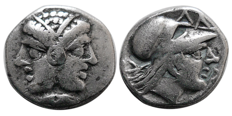 MYSIA, Lampsakos circa 390-330 BC. AR Diobol (1.27 gm; 11 mm). Janiform female h...