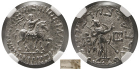 INDO-SCYTHIANS, Azes I / II. after 58 BC. AR Tetradrachm. NGC-XF.
