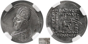 KINGS of PARTHIA. Mithradates III. AR Drachm. NGC-Choice AU.