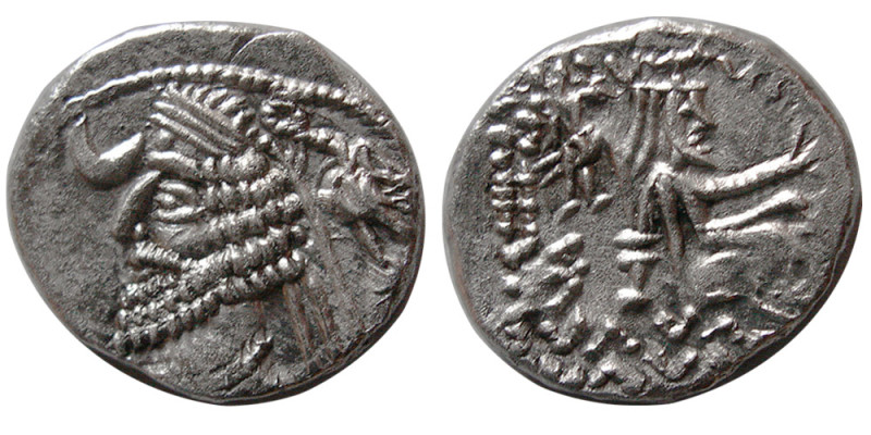 KINGS of PARTHIA. Phraates IV. 38/7-2 BC. AR Drachm (3.81 gm; 18 mm). Diademed b...