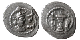 SASANIAN KINGS. Yazdgird I, 399-420 AD. AR Obol. Extremely rare.
