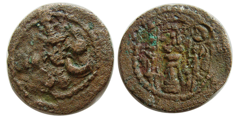 SASANIAN KINGS, Yazdgird II, (438-457 AD). Æ (0.90 gm; 15 mm). Standard issue, o...