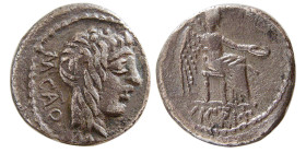 ROMAN REPUBLIC. M. Cato. 89 BC. AR Quinarius.
