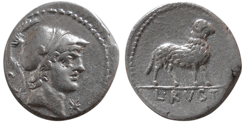 ROMAN REPUBLIC, L. Ruslius. 74 BC. AR Denarius (3.55 gm; 18 mm ). Rome mint. Hea...