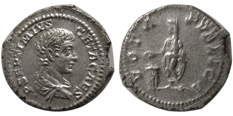 ROMAN EMPIRE, Septimus Severus for Geta, 193-211 AD. AR Denarius (3.27 gm; 20 mm...