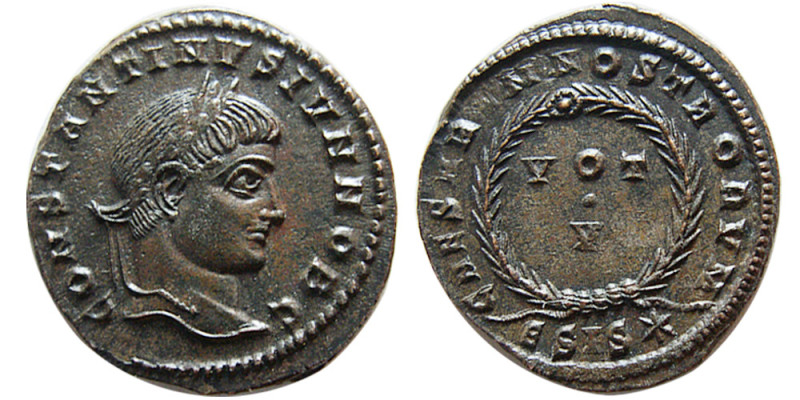 ROMAN EMPIRE. Constantine II, as Caesar. 317-337 AD. Æ Follis (3.20 gm; 19 mm). ...