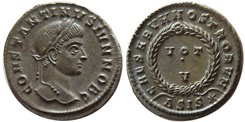 ROMAN EMPIRE. Constantine II, as Caesar. 317-337 AD. Æ Follis (3.46 gm; 20 mm). ...