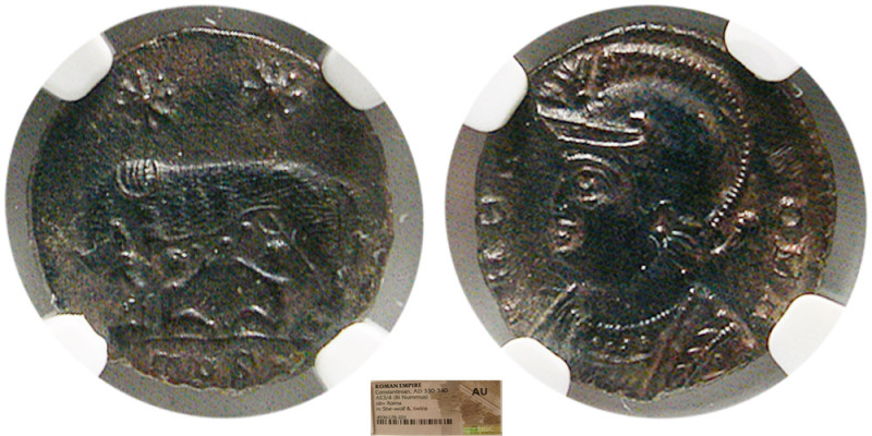 ROMAN EMPIRE, Constantinian, 330-340 AD. Æ 3/4 Billon Nummus. VRBS - ROMA Helmet...