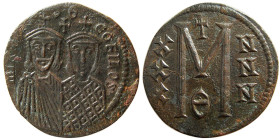 BYZANTINE EMPIRE. Michael II with Theophilus. Æ Follis.