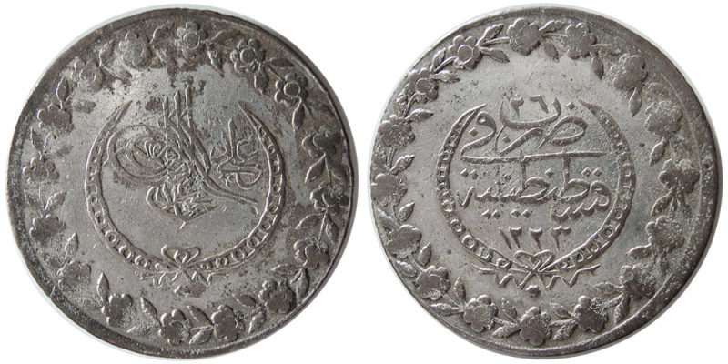 OTTOMAN EMPIRE, Turkey. Mahmud II. (AH 1223-1255/AD 1808-1839). AR Altilik (16.3...