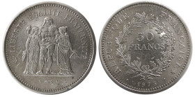 FRANCE. Republic. AR 50 Francs, dated 1975.
