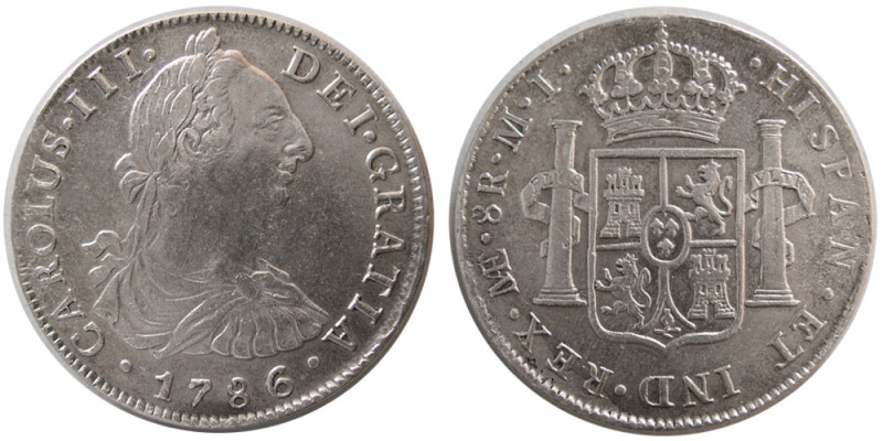 SPANISH COLONIAL, Lima. JP. Peru. Silver 8 Reales (26.95 gm; 40 mm). Dated 1786....