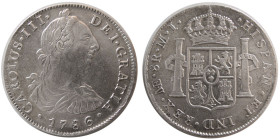 SPANISH COLONIAL, Lima. JP. Peru. 1786. Silver 8 Reales
