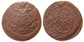 RUSSIA, Catherine II. 1762-1792. Æ 5 Kopecks