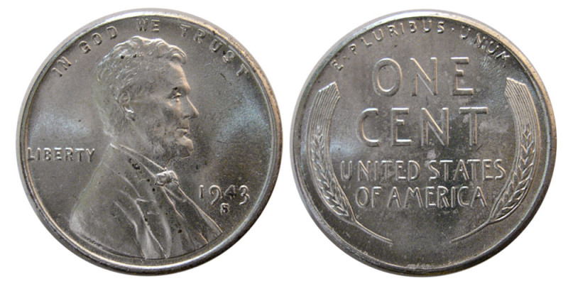 UNITED STATES. 1943-S. One Cent. Choice UNC. "1943 steel cents are U.S. one-cent...