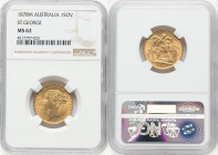 Victoria gold "St. George" Sovereign 1878-M MS62 NGC, Melbourne mint, KM7, S-3857. Horse with long tail, WW buried in truncation. A pretty example wit...