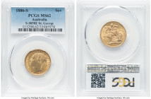 Victoria gold "St. George" Sovereign 1886-S MS62 PCGS, Sydney mint, KM7, S-3858E. A gratifying example of the penultimate year of Young Victoria Sover...