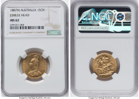 Victoria gold "Jubilee Head" Sovereign 1887-M MS62 NGC, Melbourne mint, KM10, S-3867A. Normal JEB, first legend. An attractive Mint State example with...