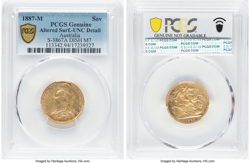 Victoria gold "Jubilee Head" Sovereign 1887-M UNC Details (Altered Surfaces) PCG...