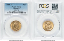 Victoria gold "Jubilee Head" Sovereign 1888-M MS62 PCGS, Melbourne mint, KM10, S-3867B. Normal JEB, second legend. Marvelously majestic Mint State exa...