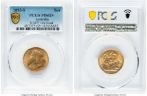 Victoria gold Sovereign 1893-S MS62+ PCGS, Sydney mint, KM13, S-3877. Scant wisps and handling marks noted for accuracy, regardless a wholly gratifyin...