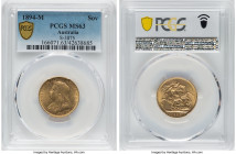 Victoria gold Sovereign 1894-M MS63 PCGS, Melbourne mint, KM13, S-3875. Soundly struck and pleasing with lemon-yellow undertone to the profusely shimm...