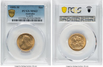 Victoria gold Sovereign 1895-M MS63 PCGS, Melbourne mint, KM13, S-3875. A charming offering in solid Choice Mint State, with laudably lustrous fields....