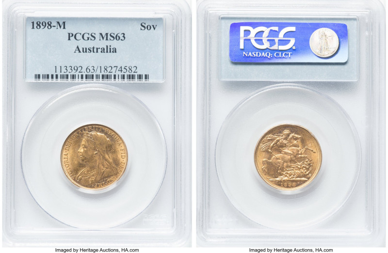 Victoria gold Sovereign 1898-M MS63 PCGS, Melbourne mint, KM13, S-3875. An enthr...
