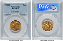 Victoria gold Sovereign 1899-S MS62 PCGS, Sydney mint, KM13, S-3877. An enchanting specimen of this less frequently encountered date from the Sydney m...