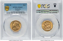 Victoria gold Sovereign 1900-M MS63 PCGS, Melbourne mint, KM13, S-3875. An alluring Choice Mint State offering with scant handling marks to the lustro...