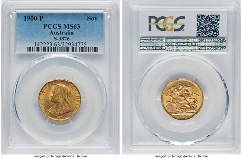 Victoria gold Sovereign 1900-P MS63 PCGS, Perth mint, KM13, S-3876. Perhaps curi...