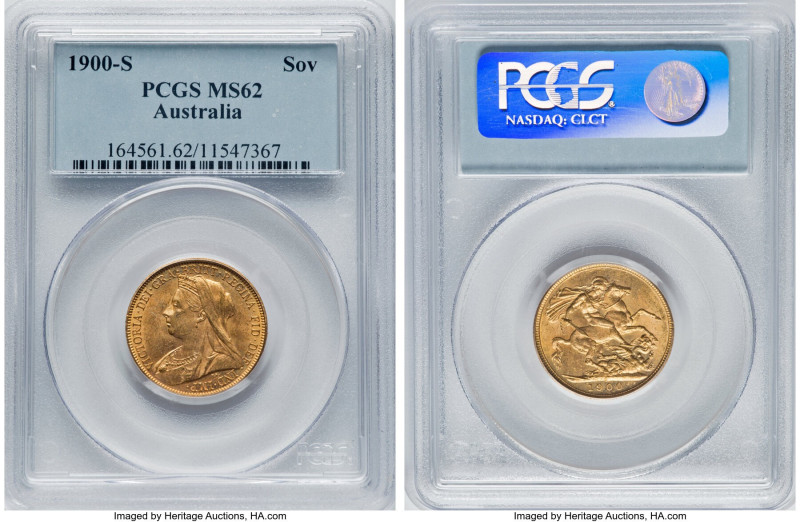 Victoria gold Sovereign 1900-S MS62 PCGS, Sydney mint, KM13, S-3877. A tempting,...