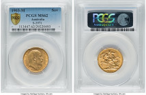 Edward VII gold Sovereign 1903-M MS62 PCGS, Melbourne mint, KM15, S-3971. Admitting mild chatter across surfaces, yet retaining appreciable luster in ...