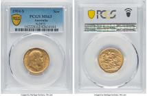 Edward VII gold Sovereign 1904-S MS63 PCGS, Sydney mint, KM15, S-3973. A handsome Choice Mint State representative, presently only three examples have...
