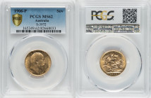 Edward VII gold Sovereign 1906-P MS62 PCGS, Perth mint, KM15, S-3972. Beautifully satiny and lustrous surfaces on a pale-yellow flan with a cool under...