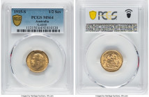 George V gold 1/2 Sovereign 1915-S MS64 PCGS, Sydney mint, KM28, S-4009. Sparkles of luster glisten in the legends on this handsome piece produced on ...
