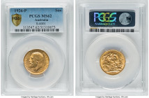 George V gold Sovereign 1926-P MS62 PCGS, Perth mint, KM29, S-4001. A handsome and glossy Mint State example. HID09801242017 © 2022 Heritage Auctions ...
