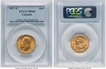 George V gold Sovereign 1917-C MS64 PCGS, Ottawa mint, KM20, S-3997. Carrying a pleasant apricot hue on the valiantly glimmering fields. HID0980124201...