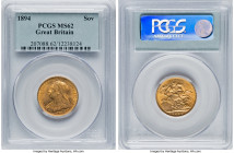 Victoria gold Sovereign 1894 MS62 PCGS, KM785, S-3874. A Mint State offering with an appreciable air of mint freshness. HID09801242017 © 2022 Heritage...