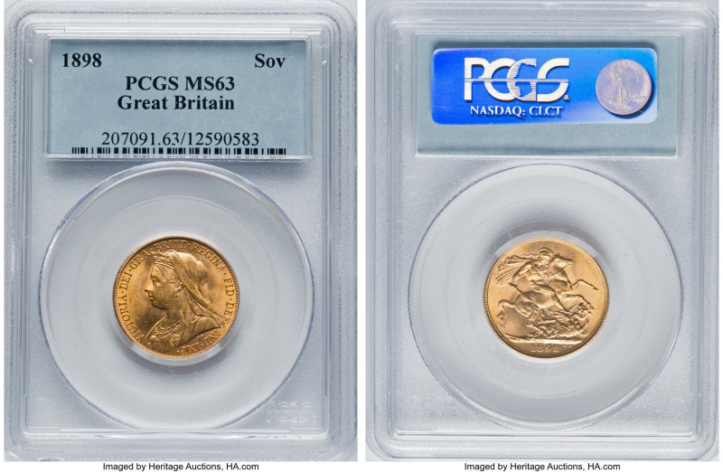 Victoria gold Sovereign 1898 MS63 PCGS, KM785, S-3874. Displaying lovely velvete...