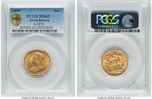 Victoria gold Sovereign 1899 MS63 PCGS, KM785, S-3874. An inviting Choice Mint State offering, tenderly lustrous and complimented with full-bodied str...