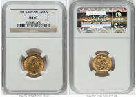 Edward VII gold 1/2 Sovereign 1902 MS63 NGC, KM804, S-3974A. A wholly respectable and Choice representative for this type, first year of issue. HID098...