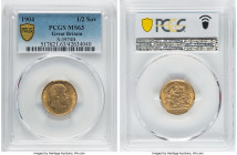 Edward VII gold 1/2 Sovereign 1904 MS63 PCGS, KM804, S-3974B. With BP in exergue. Delicately lustrous and Choice offering. HID09801242017 © 2022 Herit...