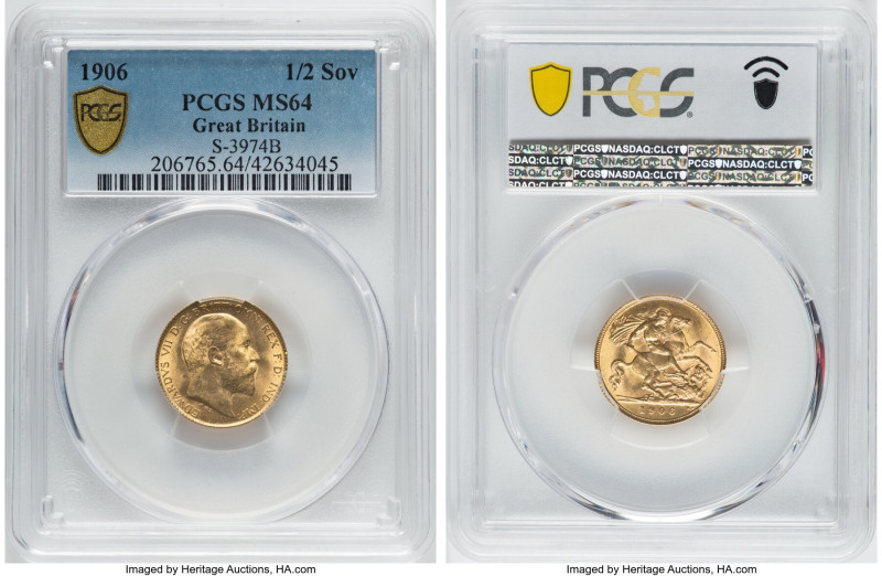 Edward VII gold 1/2 Sovereign 1906 MS64 PCGS, KM804, S-3974B. A laudably fresh a...