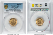 Edward VII gold 1/2 Sovereign 1908 MS63 PCGS, KM804, S-3974B. An effortlessly Choice Mint State selection with commendable eye-appeal. HID09801242017 ...