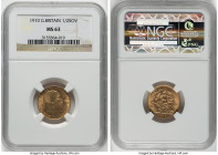 Edward VII gold 1/2 Sovereign 1910 MS63 NGC, KM804, S-3974B. A pleasing Choice example produced on a flaxen flan. HID09801242017 © 2022 Heritage Aucti...