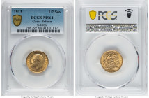 George V gold 1/2 Sovereign 1913 MS64 PCGS, KM819, S-4006. A handsome, Choice offering with creamy surfaces. HID09801242017 © 2022 Heritage Auctions |...