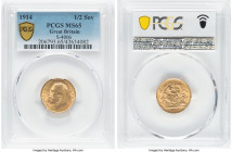 George V gold 1/2 Sovereign 1914 MS65 PCGS, KM819, S-4006. A handsome Gem on a straw-yellow planchet adorned by gentle luster. HID09801242017 © 2022 H...